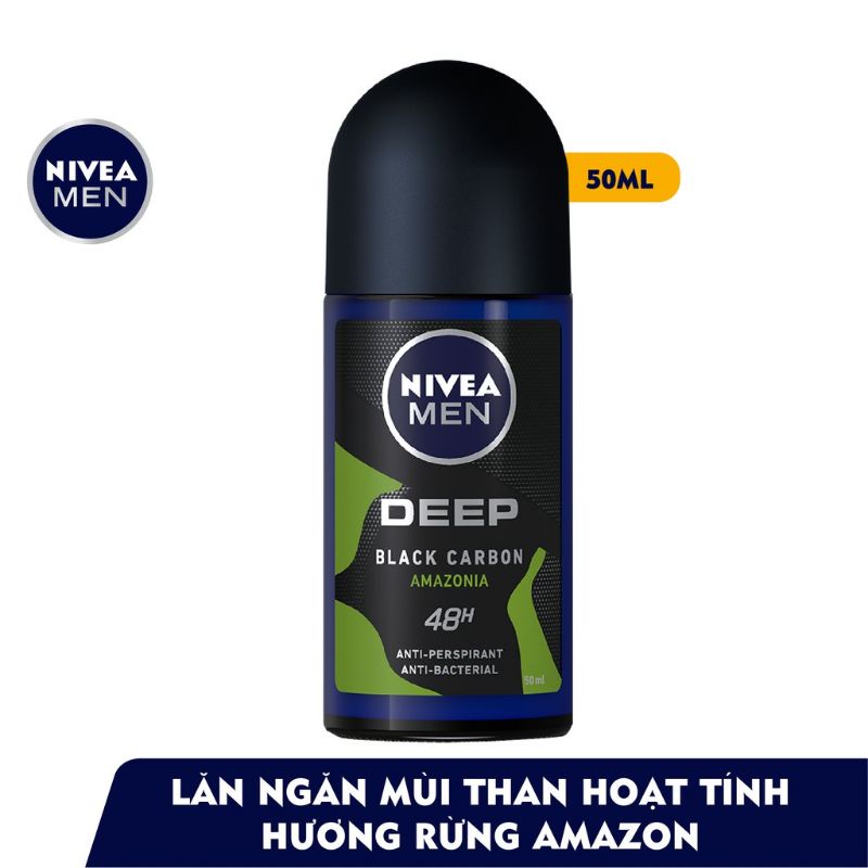 Lăn khử mùi Nivea Men Deep than hoạt tính 50ml