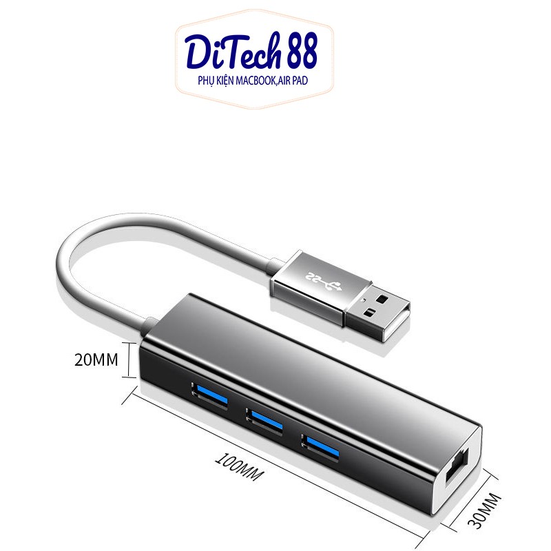 Cáp chuyển đổi Usb sang Lan để cắm vào mạng cho máy tính,USB to Lan,Type c to Lan cho Macbook DItech88