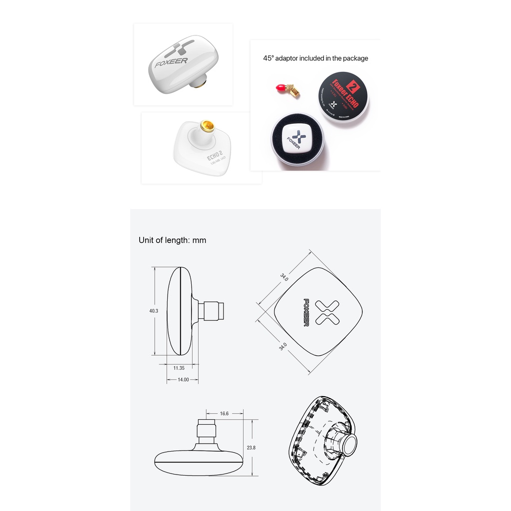 Ăng Ten Foxeer Echo 2 9dBi 5.8GHz RHCP LHCP SMA Mini FPV Cho Máy Bay Điều Khiển Từ Xa