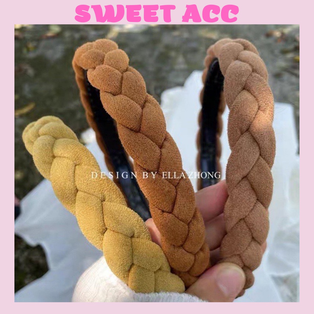 Bờm tóc bện nhung nhiều màu vintage