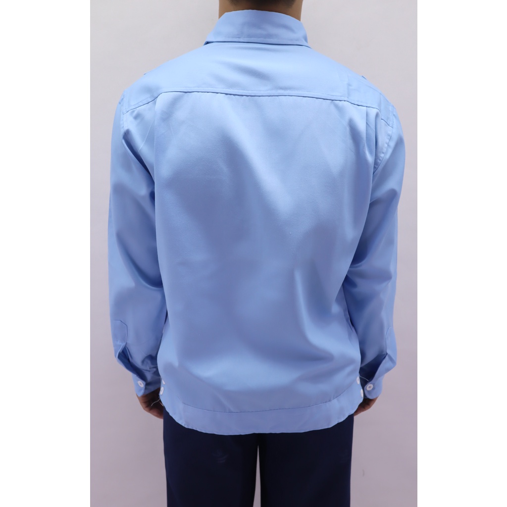 Áo bảo hộ lao động vải Kaki liên doanh, màu xanh hòa bình, sản xuất bởi Bảo hộ FFD