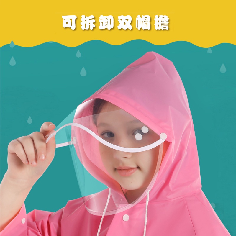 Áo Mưa EVA Có Mũ Trùm Đầu Lớn Thiết Kế Hai Vành Che Mưa Dành Cho Học Sinh Tiểu Học Mẫu Giáo
