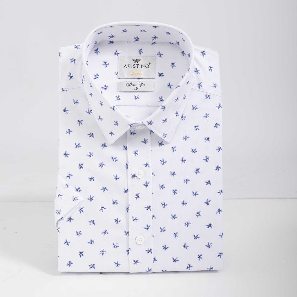 [MẪU MỚI] Áo sơ mi nam ngắn tay ARISTINO in họa tiết xanh trẻ trung, lịch lãm - ASS176S2
