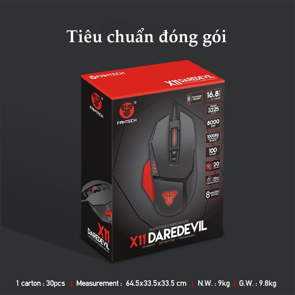 Chuột Game 8 nút LED 16.8 triệu màu FANTECH - X11 DAREDEVIL