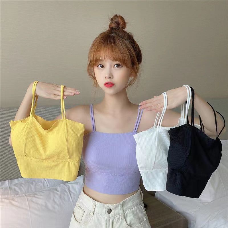 Áo Lót Ống Bằng Lụa Băng Mỏng Dây Đan Lưng Đẹp Phong Cách Hàn Quốc Dành Cho Nữ Sinh