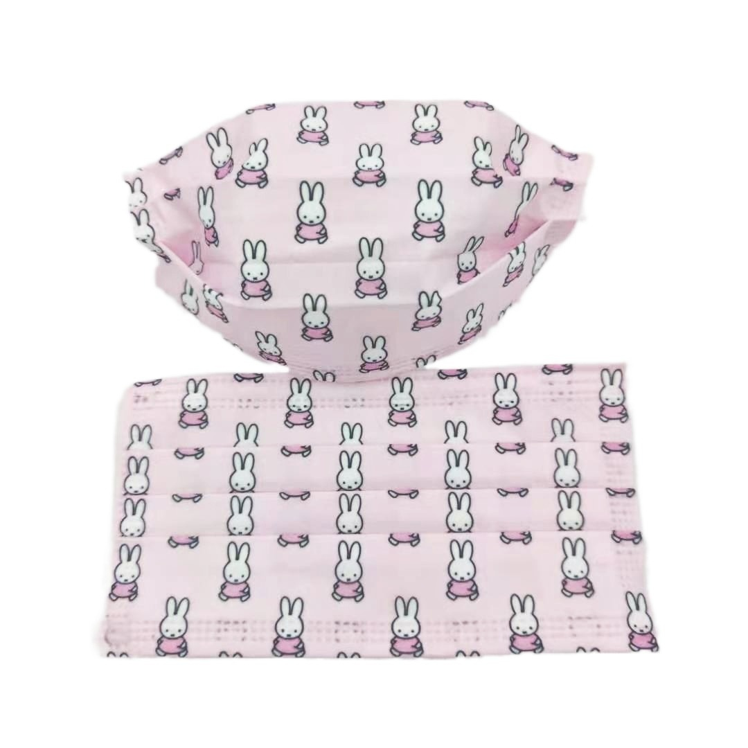 (Hàng Mới Về) Set 50 / 3 Lớp Mặt Nạ Thỏ Màu Hồng Dùng Một Lần Cho Người Lớn