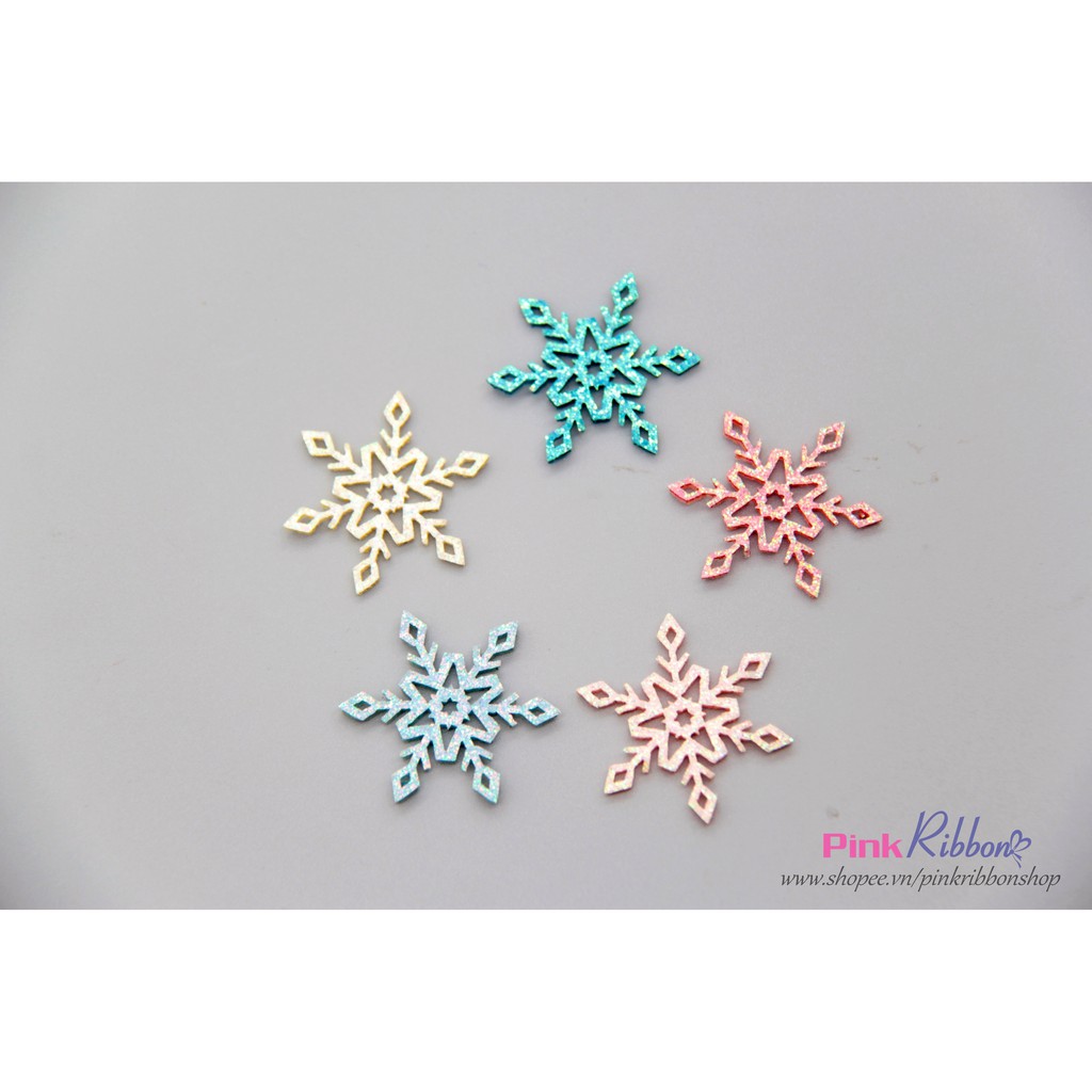 Hoa tuyết nhũ các màu cỡ 3.5cm làm phụ liệu may mặc, thời trang