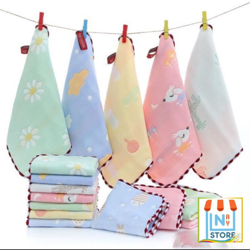 5 Khăn Sữa, Khăn Mặt Sợi Tre 6 Lớp