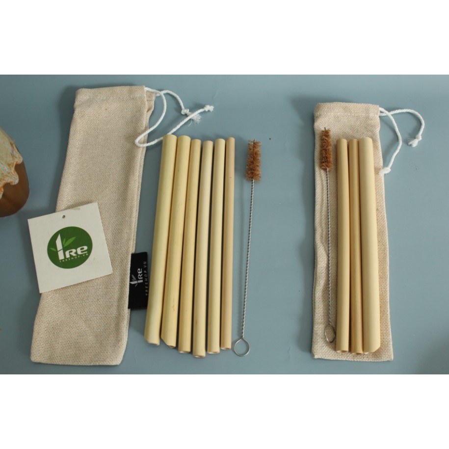 Túi 6 ống hút tre /3 ống hút tre kèm cọ rửa | BigBuy360 - bigbuy360.vn