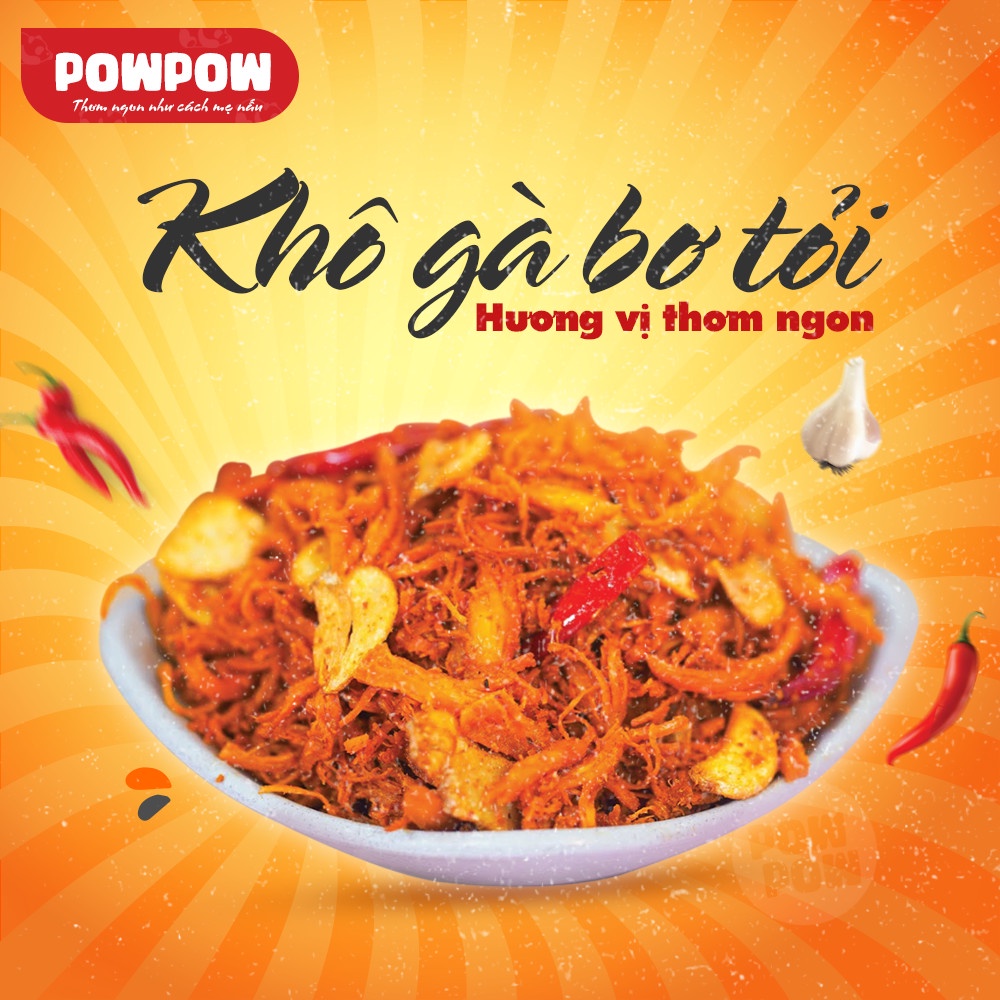 Khô gà bơ tỏi ăn vặt ngon 500g POWPOW an toàn vệ sinh thực phẩm