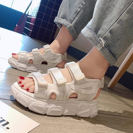 (Order) Sandal ulzzang quai ngang đế cao 4cm mã 007 (ảnh thật shop chụp)