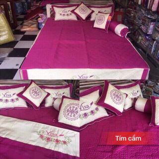 Set bộ chăn ga satin poly mùa cưới 7 món