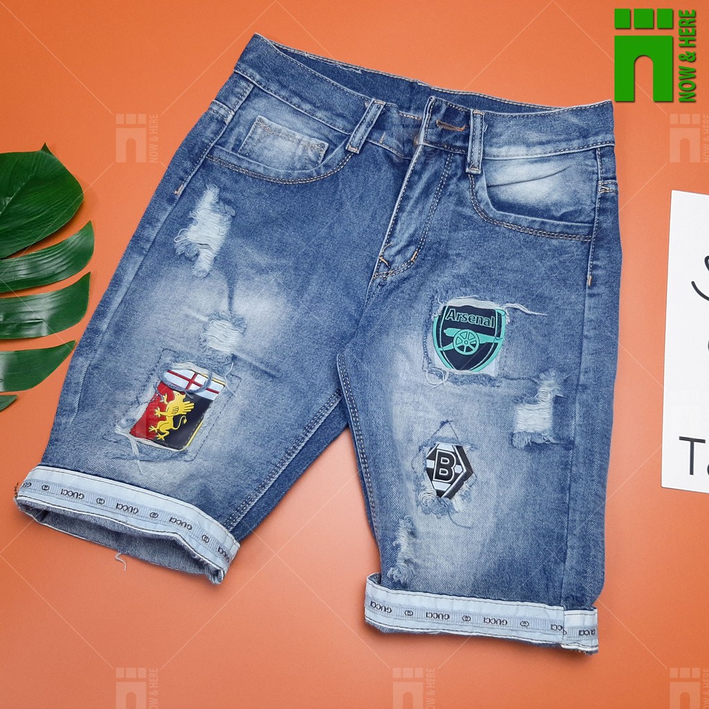 Quần short jean nam phối hình đẹp, quần ngố nam có size đến 80kg - NH Shop