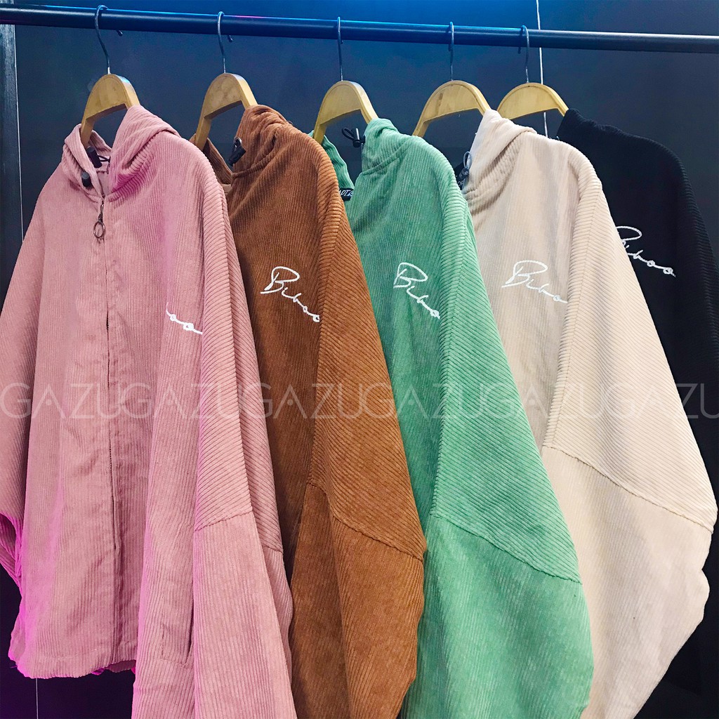 Áo khoác kaki nữ form rộng nhung tăm cánh dơi khóa kéo có mũ Unisex nam nữ GAZU-070 | BigBuy360 - bigbuy360.vn