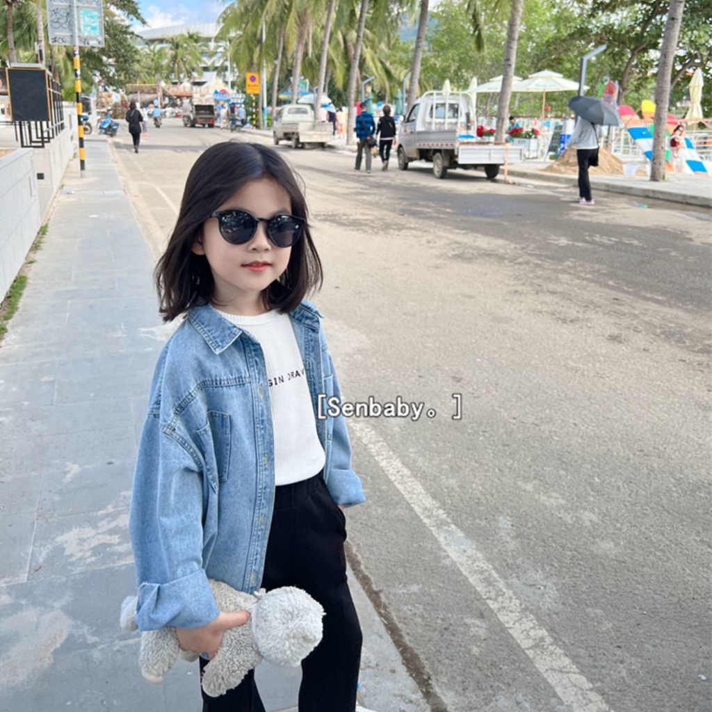 Áo Sơ Mi Denim Dài Vừa Vặn Thời Trang Xuân Thu Mới 2022 Cho Bé