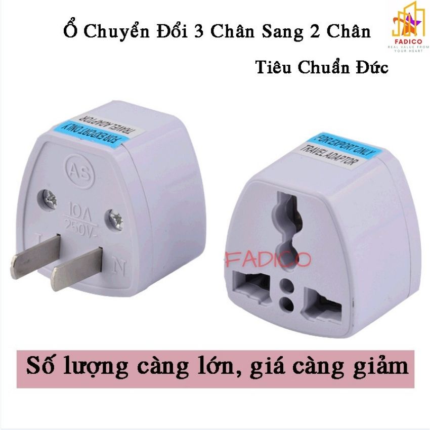 [HCM]Ổ Chuyển Đổi Phích Cắm Từ 3 Chân Sang 2 Chân,Cục chuyển đổi đầu cắm điện 3 Chấu thành 2 chấu Nguồn 220V-FADICO