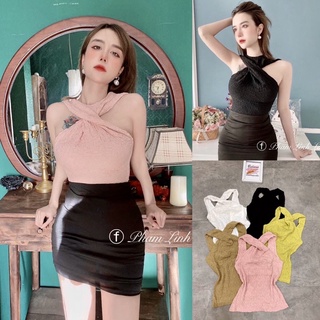 Áo thun xốp nhăn cổ xoắn thời trang hàng đẹp chất mềm⚡️5 màu ảnh thật