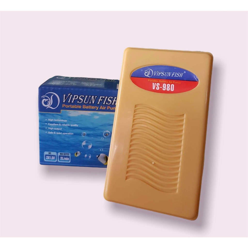 [TẶNG DÂY + SỦI] VIPSUN VS-980 | Máy Oxy 1 Vòi Chạy Bằng Pin Tiện Dụng Cho Hồ Cá Cảnh Thuỷ Sinh