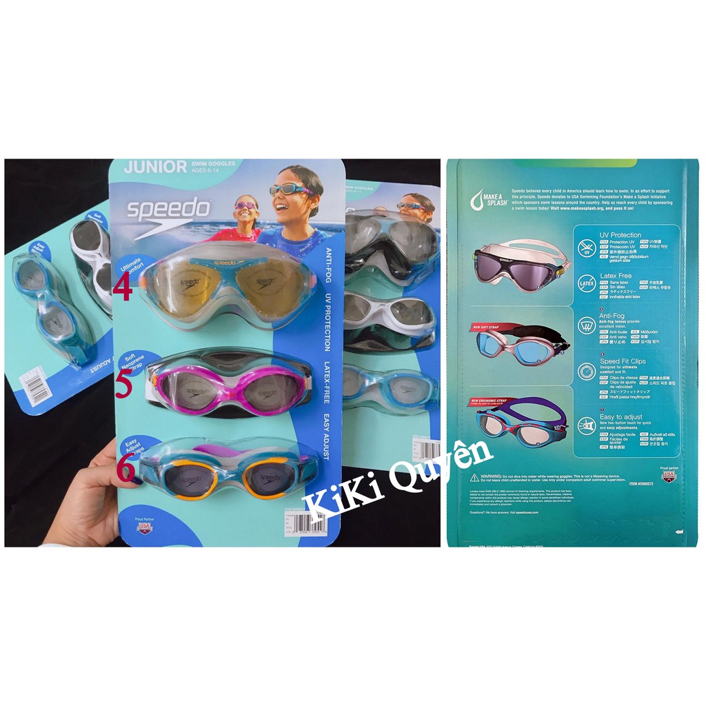 SET 3 kính bơi Speedo cho bé 6-14 tuổi Chính hãng