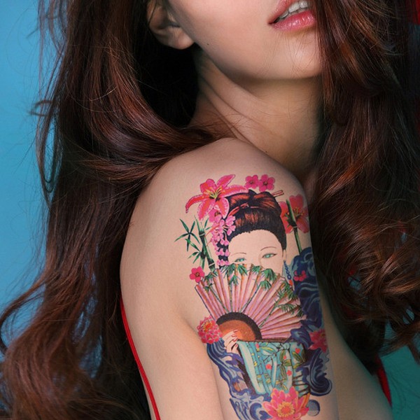 [ SIÊU GIẢM GIÁ TATTOO NAM ] Hình xăm dán tatoo Geisha - miếng dán hình xăm đẹp dành cho nam