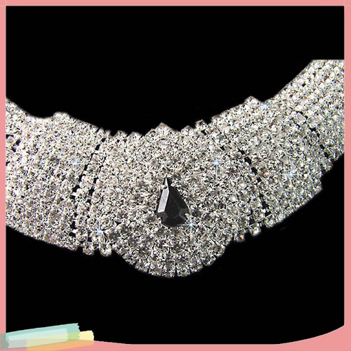 Bộ Vòng cổ + Đôi Khuyên Tai Đính Đá Thời Trang Dành Cho Nữ