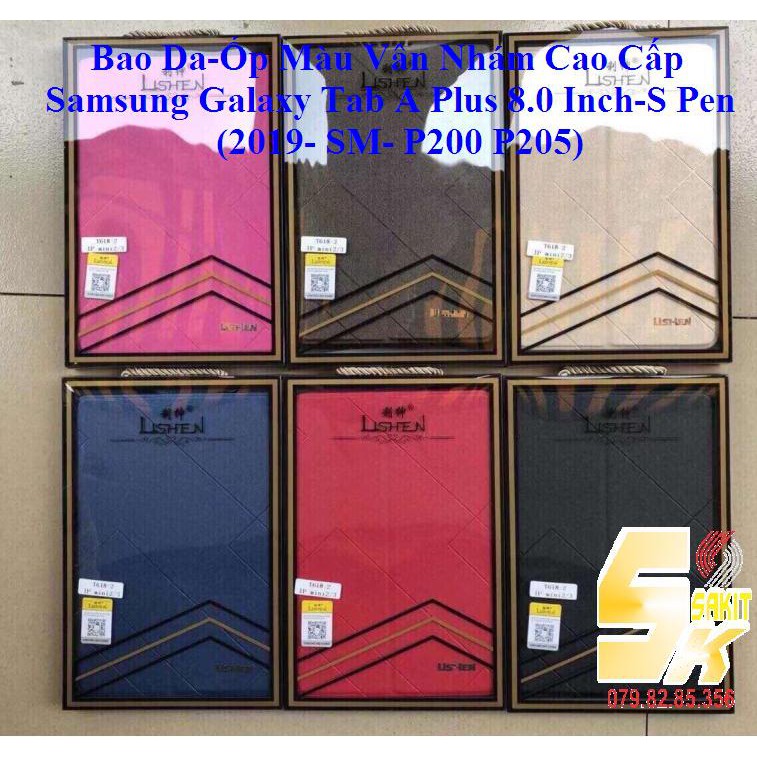 Bao Da-Ốp Màu Vân Nhám Cao Cấp Samsung Galaxy Tab A Plus 8.0 Inch-S Pen (2019- SM- P200/ P205).