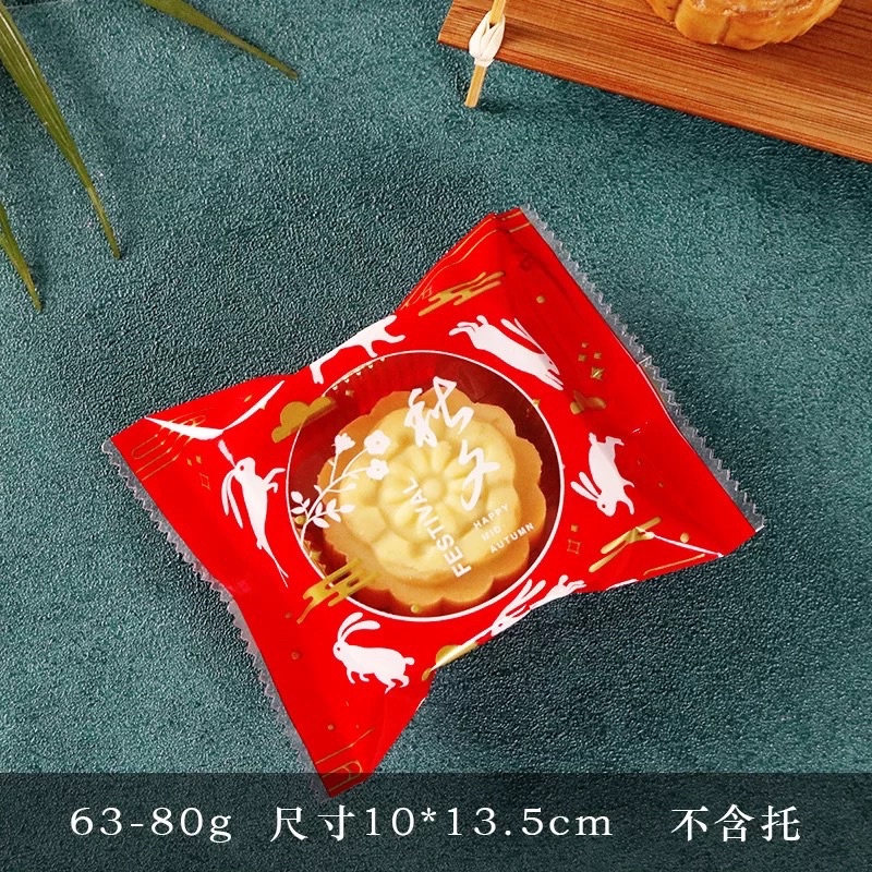 95-100 bộ khay túi bánh trung thu 50gr mẫu thỏ ngọc đỏ