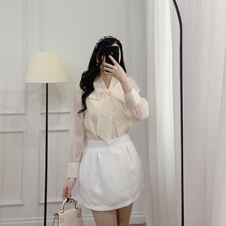 Áo sơ mi nơ cúc ngọc