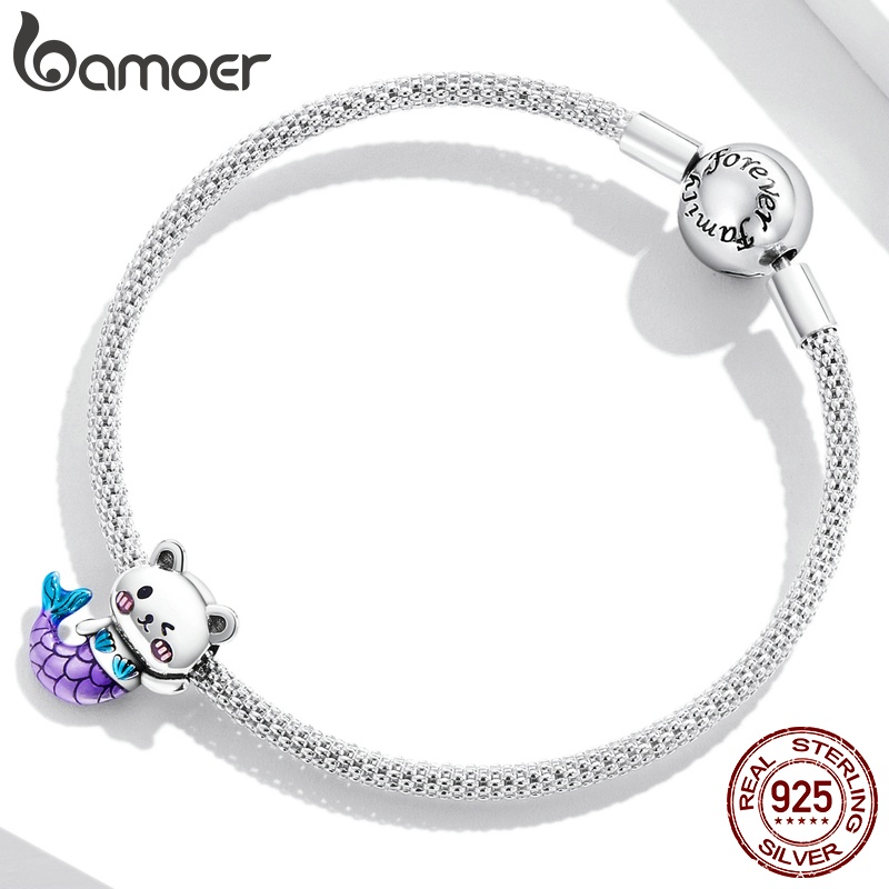 Mặt dây chuyền BAMOER SCC2132 bằng bạc 925 hình nàng tiên cá kiểu dáng thời trang