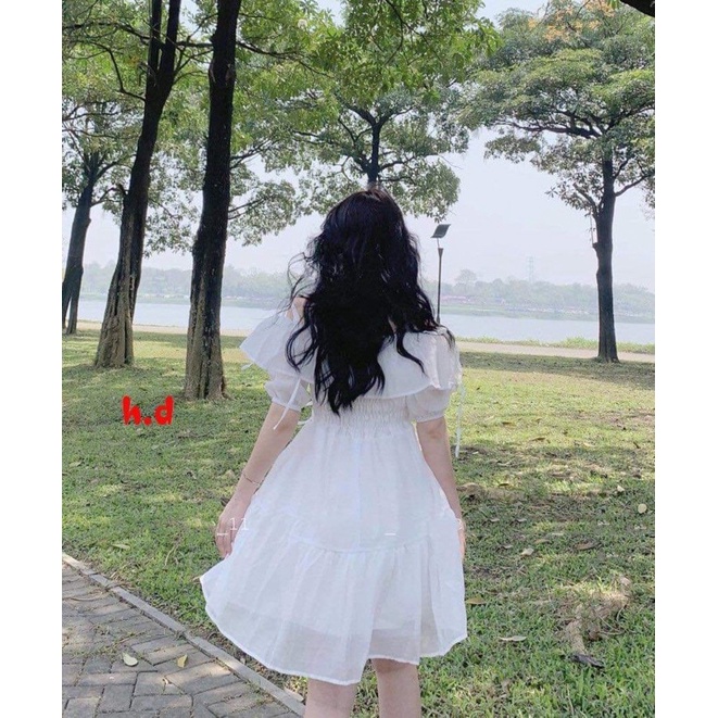 Váy 2 Dây Buộc Nơ Vai Vintage Nữ [FREESHIP🌸Đầm dáng ngắn, babydoll bánh bèo tiểu thư Ulzzang sang chảnh Hàn Quốc Maxi