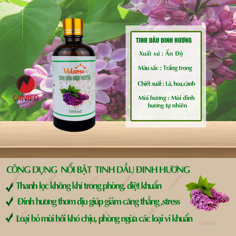 Tinh dầu đinh hương nguyên chất 100ml CANIFO có kiểm định chất lượng - Tinh dầu thiên nhiên, khử mùi, làm thơm nhà