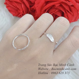 Nhẫn bạc nữ hình lông vũ