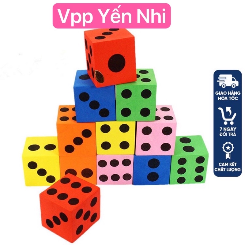 Xúc xắc xốp nhỏ 3,7cm đồ dùng giáo cụ dạy học tiếng anh trong học tập của giáo viên