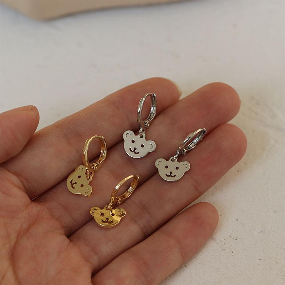 Bông Tai Hình Học Bằng Thép Không Gỉ Hình Gấu BACK2LIFE Thời Thượng Cho Nữ