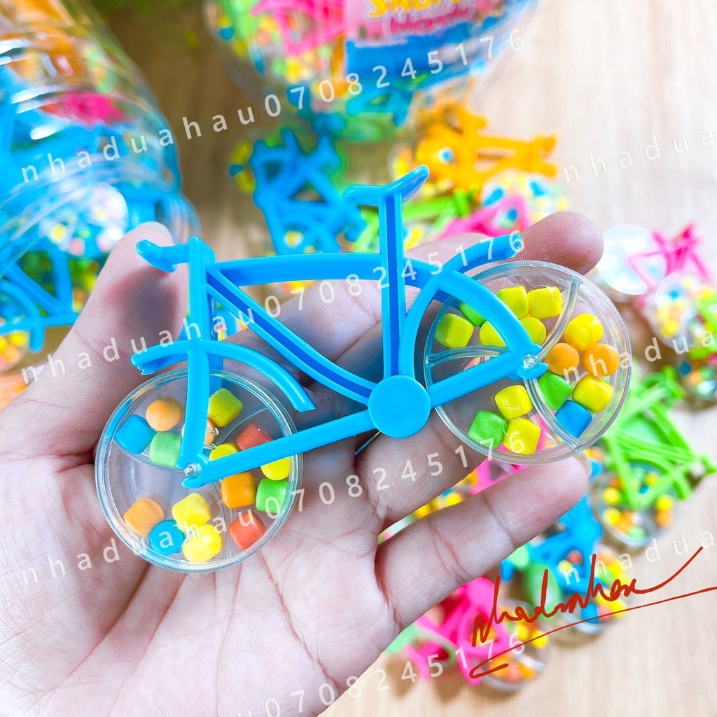 Combo 4 chiếc kẹo Xê trái cây xe đạp đồ chơi dễ thương cho bé Hongkong 8gam