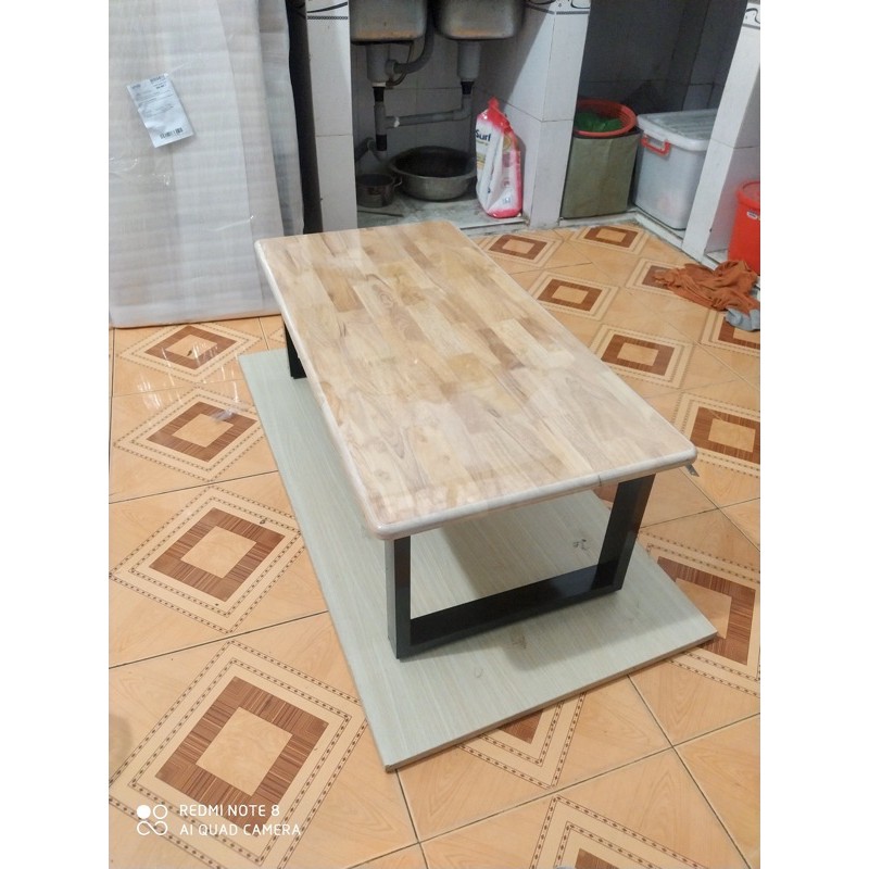Bàn Gỗ chân Sắt (GIẢM NGAY 15K)ngồi Bệt bo tròn viền cạnh 40*80*35 | BigBuy360 - bigbuy360.vn