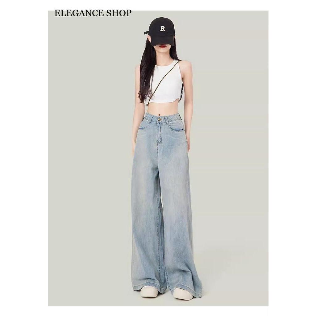 ELEGANCE SHOP quần ống rộng quần nữ jean Trendy Fashion Stylish Vintage WNK2392CWU 42Z231021