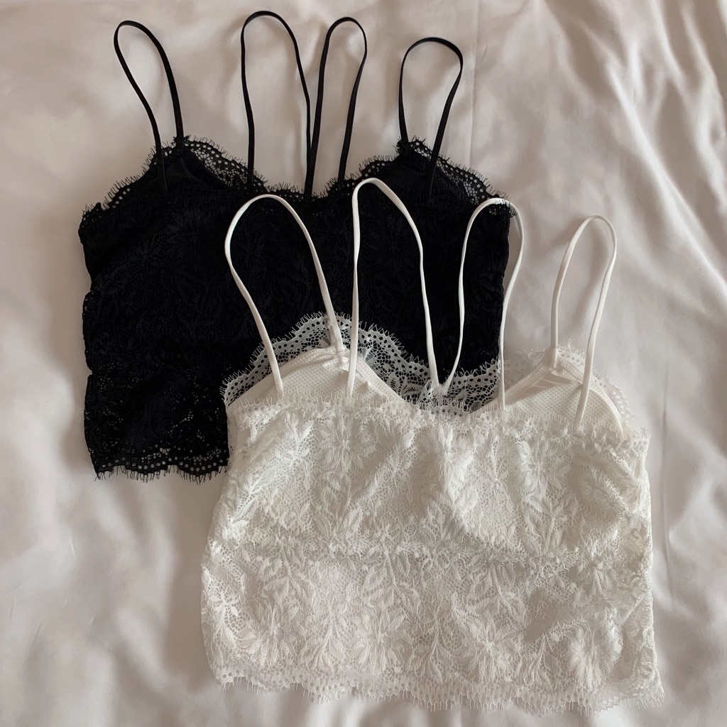 Áo lót AOWEINISI phối ren hở lưng phong cách retro Pháp quyến rũ