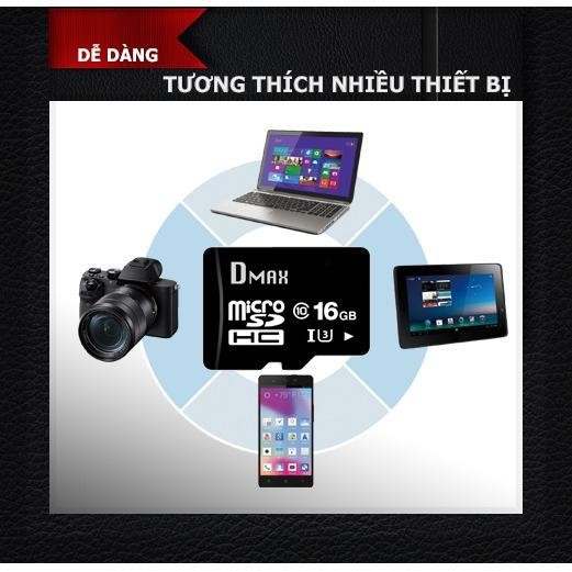 Thẻ nhớ 16Gb tốc độ cao U3, up to 90MB/s Dmax Micro SDHC - Bảo hành 5 năm đổi mới