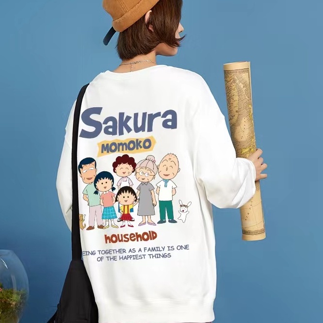 Áo Sweater Cổ Tròn Dáng Rộng In Họa Tiết Hoạt Hình Phong Cách Cổ Điển Thời Trang Cho Nữ