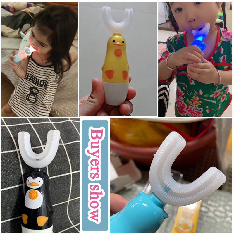 Bàn chải đánh răng điện siêu âm hình chữ U tự động cho trẻ lười biếng