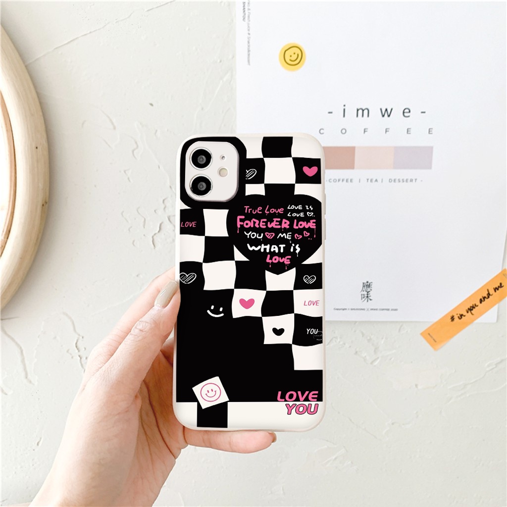Ốp Iphone hot trend Caro Forever Love siêu đẹp viền vuông ốp lưng iphone đủ mã từ 6s đến 13promax
