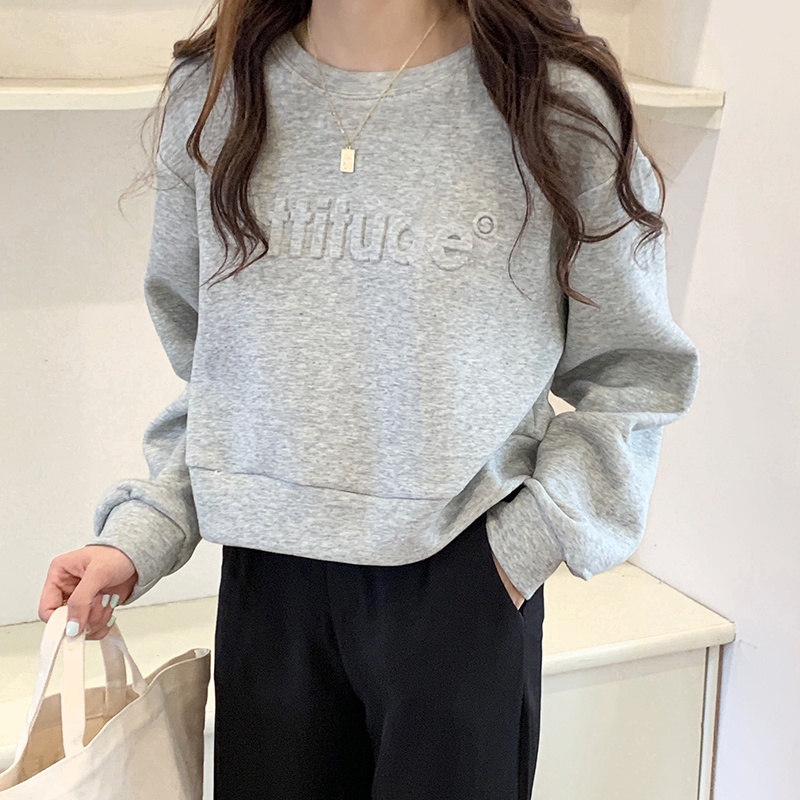 SUXI Áo Sweater Thể Thao Tay Dài Cổ Tròn Màu Sắc Đơn Giản In Chữ Thời Trang Mùa Thu Cho Nữ