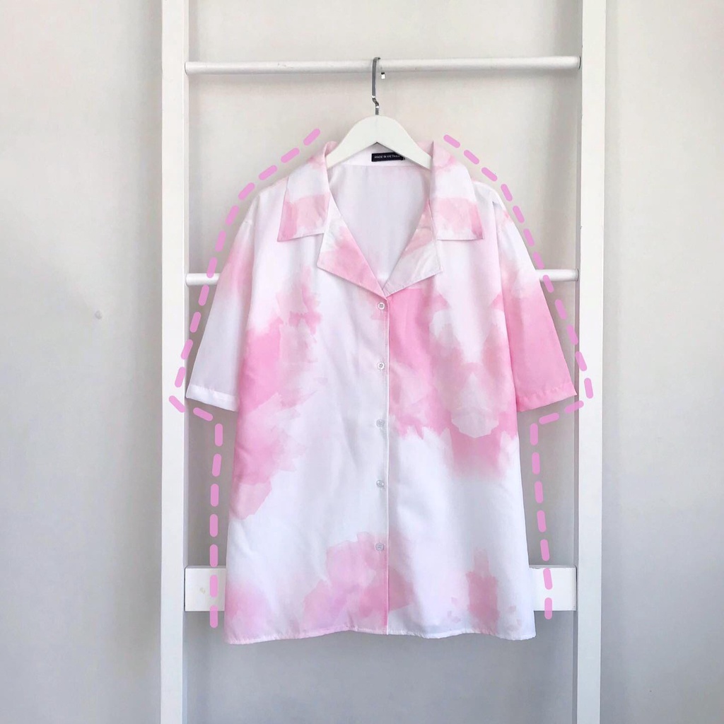 Áo sơ mi loang màu tay lửng chất lụa mát unisex nam nữ tie dye cryaotic10
