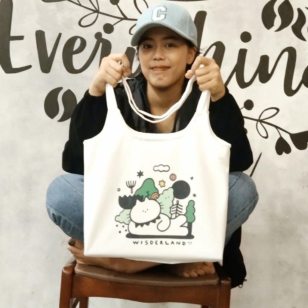 Túi tote, vải canvas 100% poli cao cấp, phong cách thời trang ulzzang, có khoá miệng xịn xò MÈO Ở RỪNG mã K29
