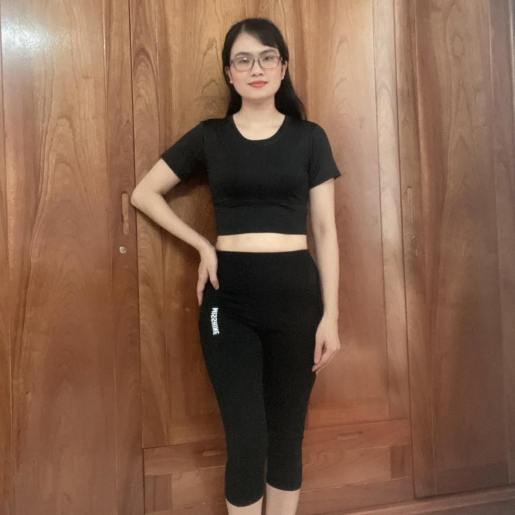 Quần áo tập gym nữ, bộ tập gym yoga aerobic nữ croptop kết hợp quần lửng có kèm mút