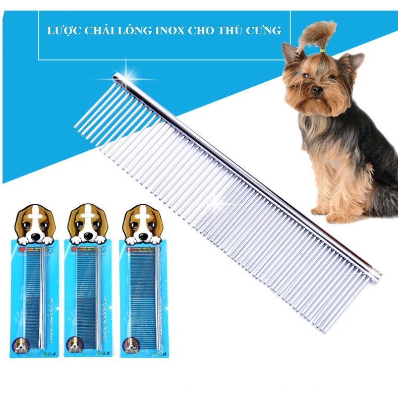 💝 LƯỢC CHẢI LÔNG CHÓ MÈO BẰNG INOX SIZE 19*4CM - LOVE PETS SHOP 💝