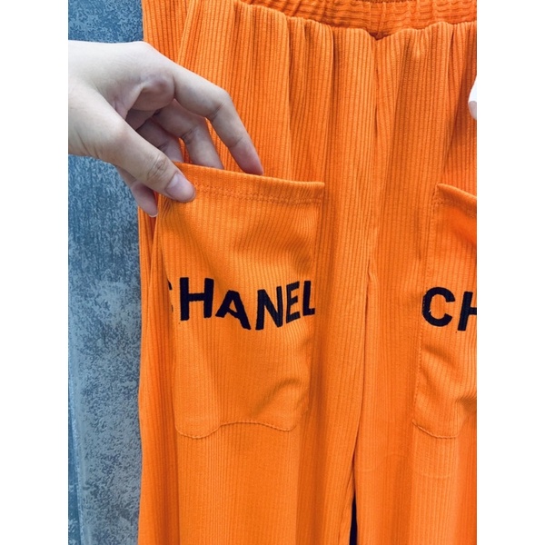 set quần suông phối túi áo thun cotton trái tim