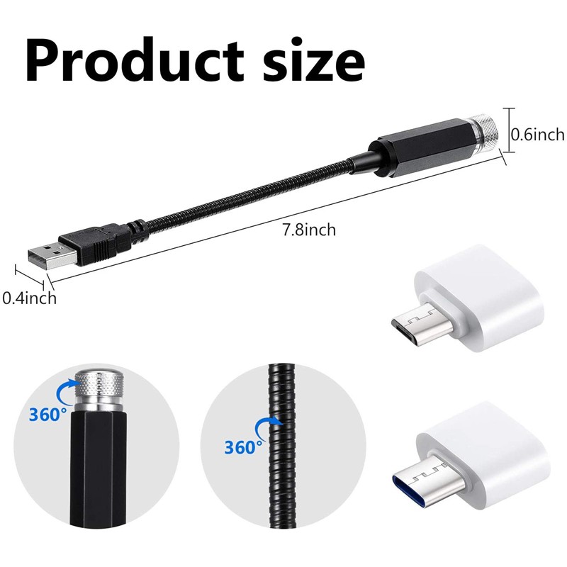 Đèn LED 5V họa tiết bầu trời đầy sao lãng mạn cho xe hơi chất lượng cao