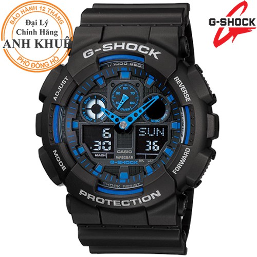 Đồng hồ nam dây nhựa G-SHOCK Casio chính hãng Anh Khuê GA-100-1A2DR